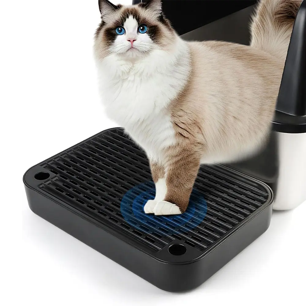 Litter Box Step, Cat Step/Ramp/Catcher with Filter Function, Easy to Clean, Ideal for Kitten & Elderly Cats