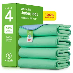 Improvia Washable Underpads - Reusable Heavy Absorbency Bed Protection Pads for Kids, Adults and Pets- Waterproof Leakproof Underpad for Bed, Couch, Sofa and Floor