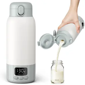 DDZJIAN Portable Baby Bottle Warmer Breast Milk Formula & Water Fast Heating 17oz Large Capacity 98ºF-131ºF Accurate Temperature Control 10400mAh for Travel Outdoor Vehicle Car Airplane Journey