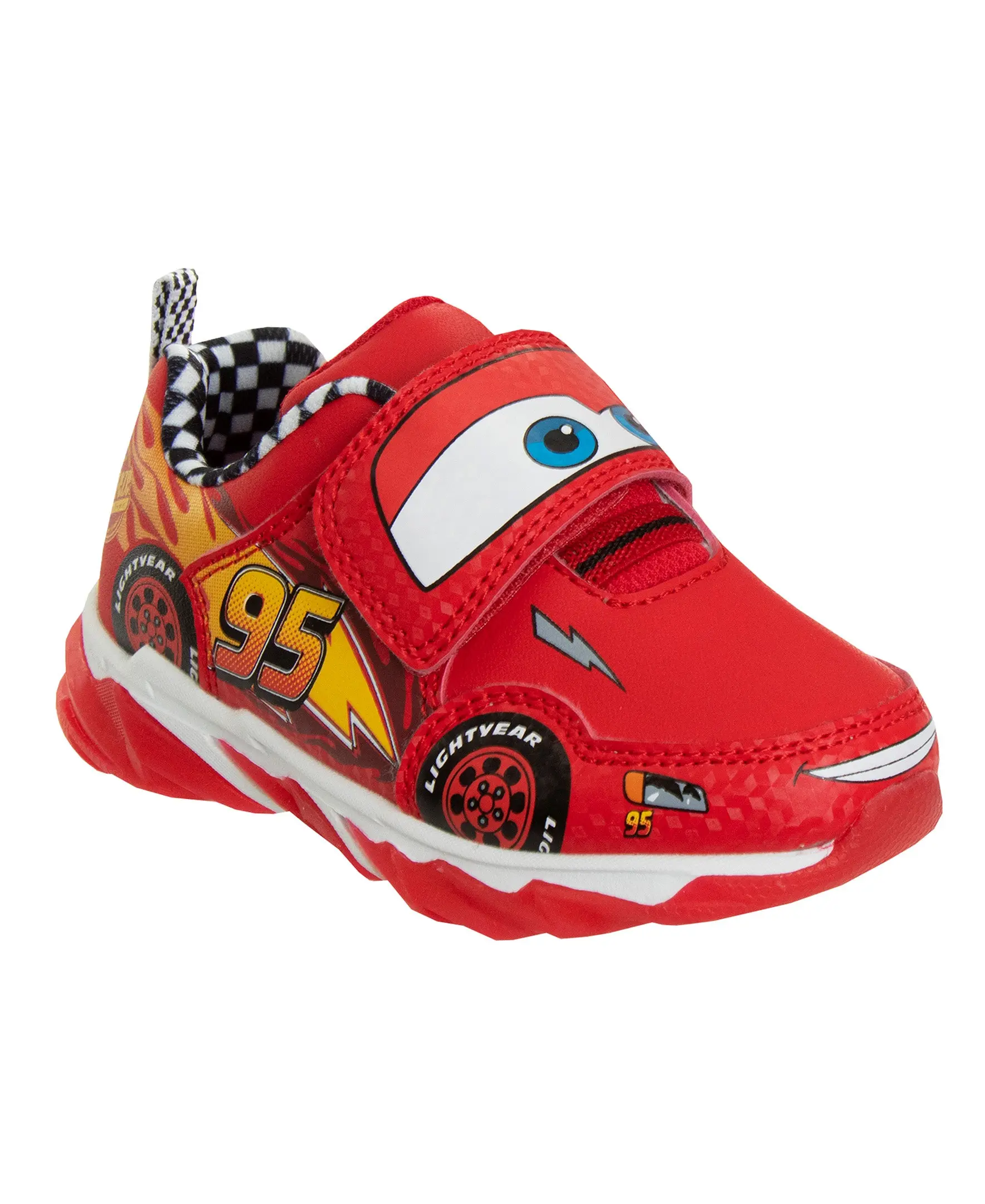 Josmo Officially Licensed Disney Cars Lightning McQueen Light Up Trainer Sneakers for Toddler Boys, Man-Made with Hook & Loop, Size 10