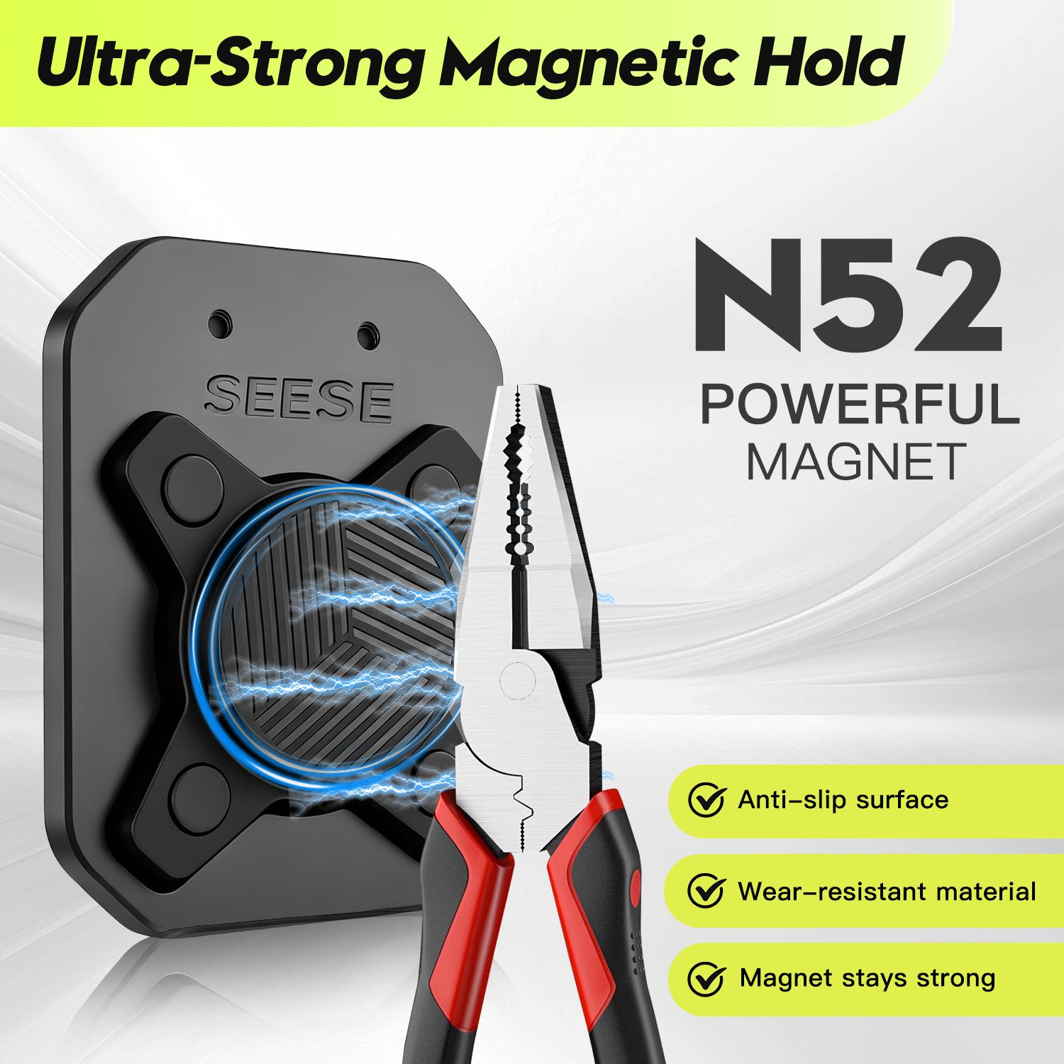 SEESE Magnetic Tool Holder-Clip-On Belt Magnet for Screws,Nails,Hammers,Sockets,Pliers,Screwdrivers,Trowels,Drill Bits,Wrenches &More Heavy Duty