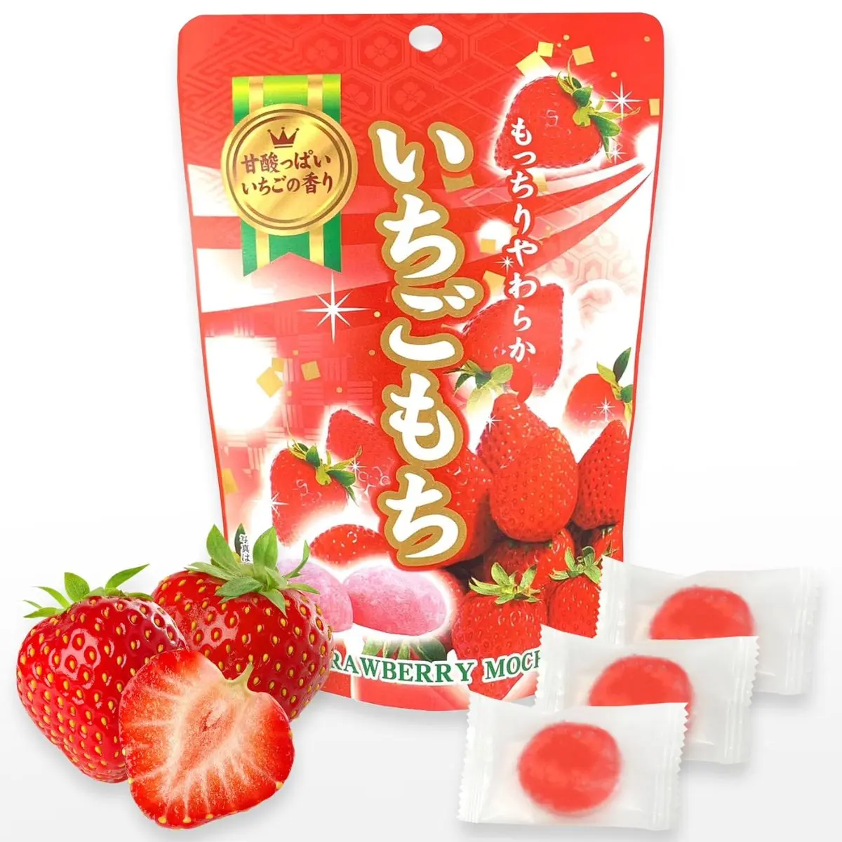 Fusion Select 130g Strawberry Individually Wrapped Japanese Mochi Fruit Daifuku Japanese Desert Sweet Rice Cake Fruit Mochi Daifuku Snack Dessert Dry Dry