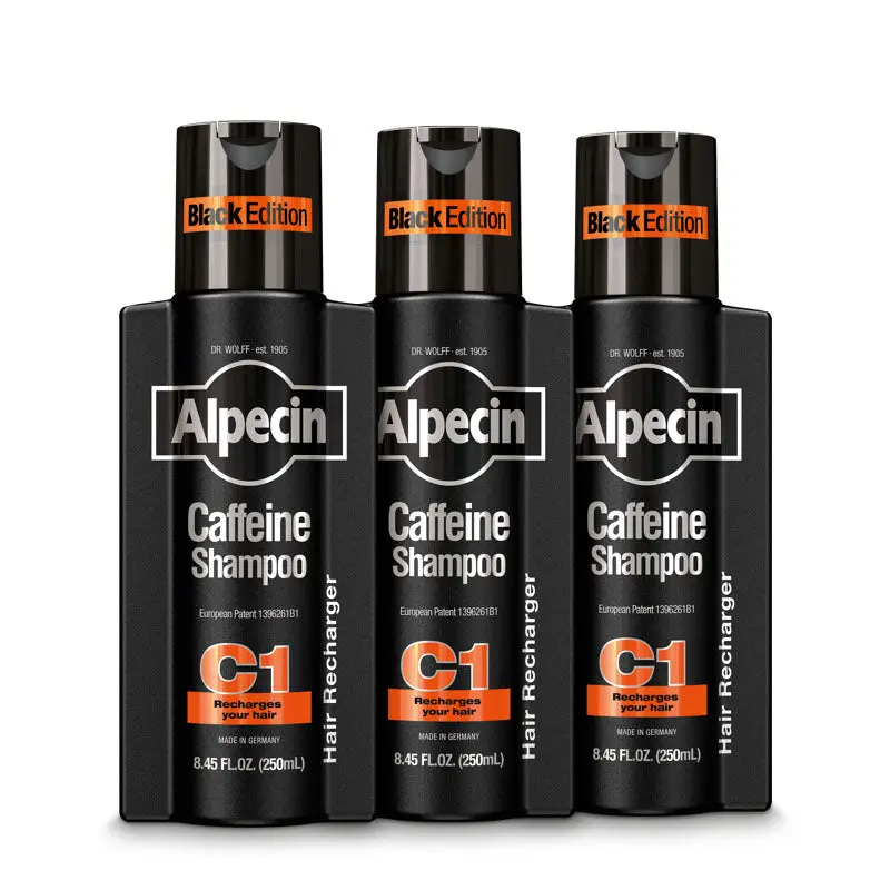 Alpecin Caffeine Shampoo C1 Black Edition 8.45 fl oz (Pack of 3)