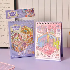 3D Miniature Scene Sticker Book  for Stress Relief – 4 Styles, 40 Sheets Fun DIY Cartoon Stickers with PET Characters & Scene Papers for Journaling, Scrapbooking & Creative Play with Tweezers