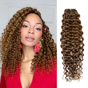 YWIGS Miracle Knots Crochet Human Hair #30 Brown Feather Crocher Human Hair for Miracle Knots Boho Braids Pre-Separated Water Wave 60g / 1 Bundle #Summervibes
