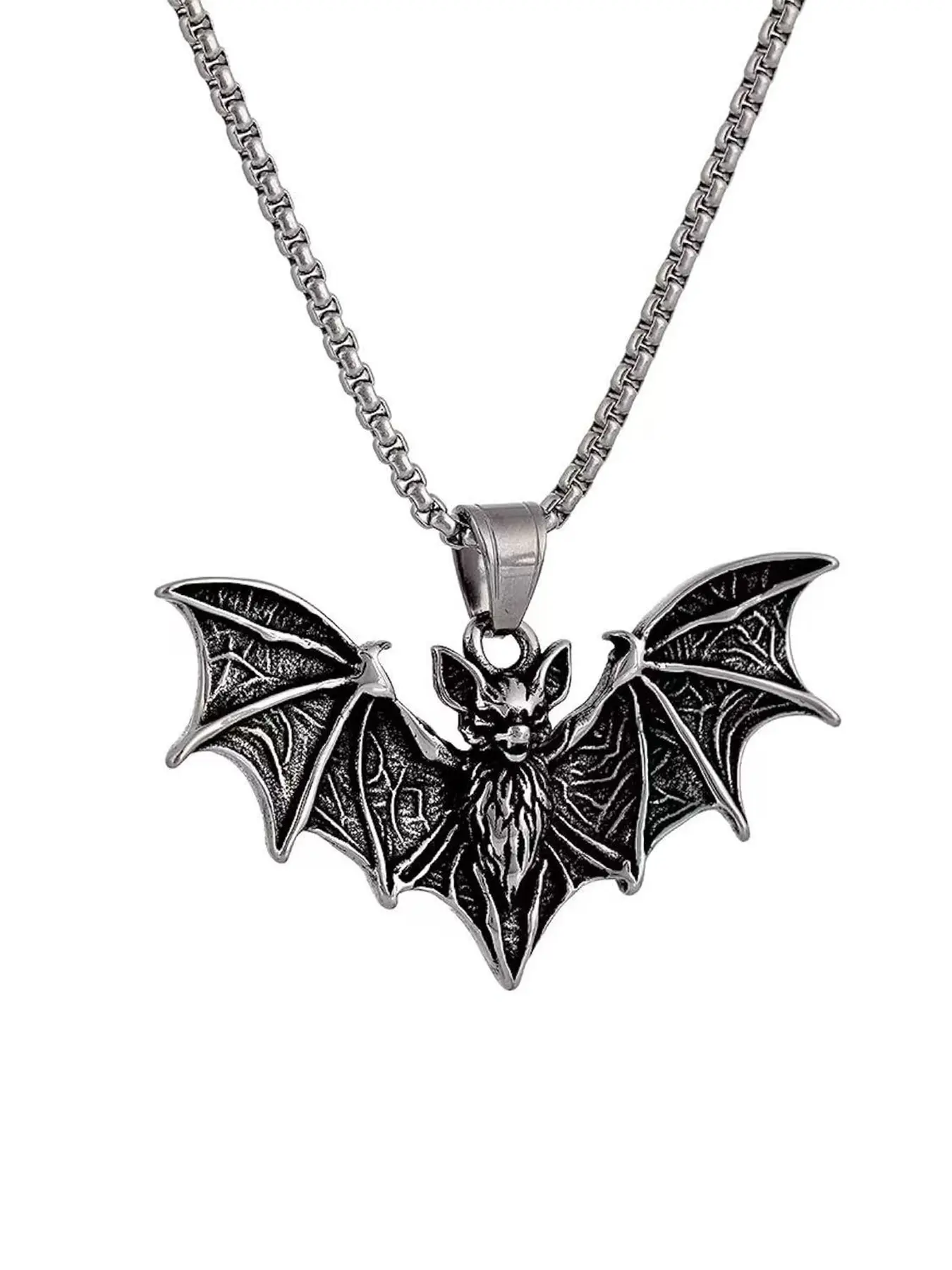 Gothic Bat Pendant Necklace, Fashion Necklace, Stainless Steel Vampire Bat Jewelry, Chain Jewelry, Halloween Goth Accessories for Men, Gothic Witch Jewelry, Jewelry Gift, Chain Necklaces