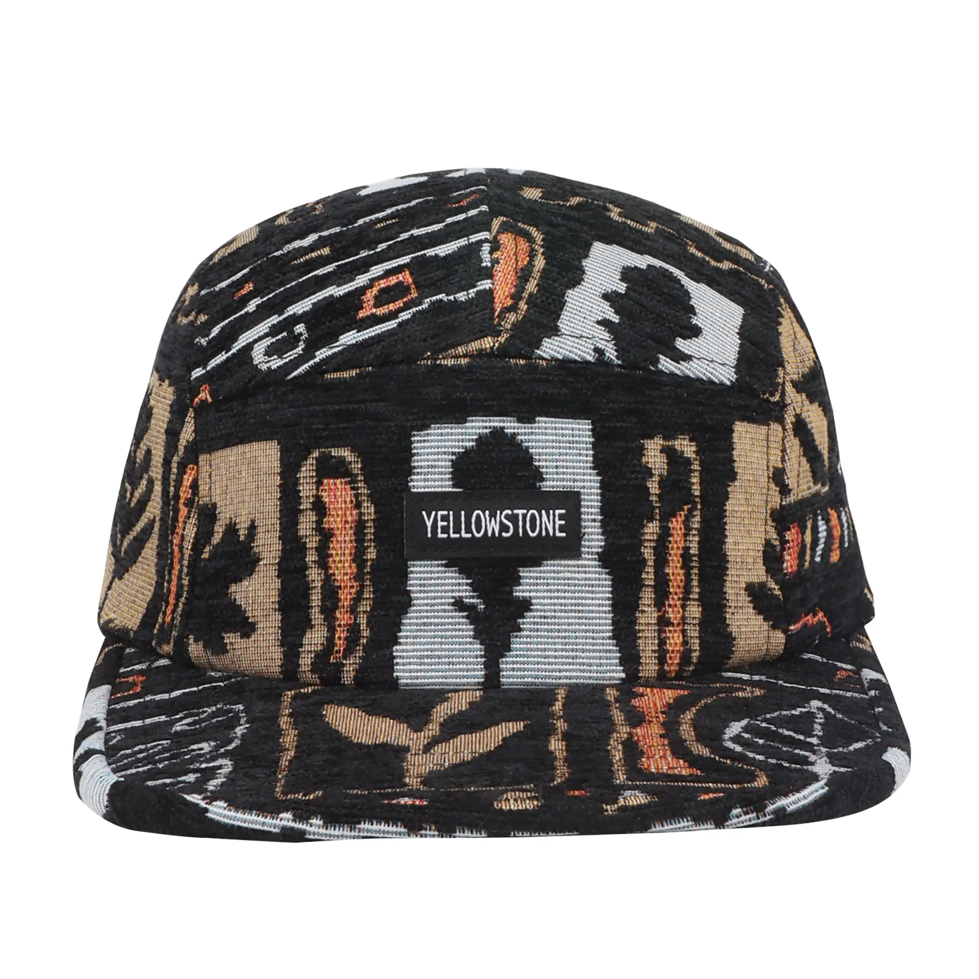Yellowstone Nature-Inspired Jacquard 5-Panel Hat | Outdoor Camp Cap | HatPhile