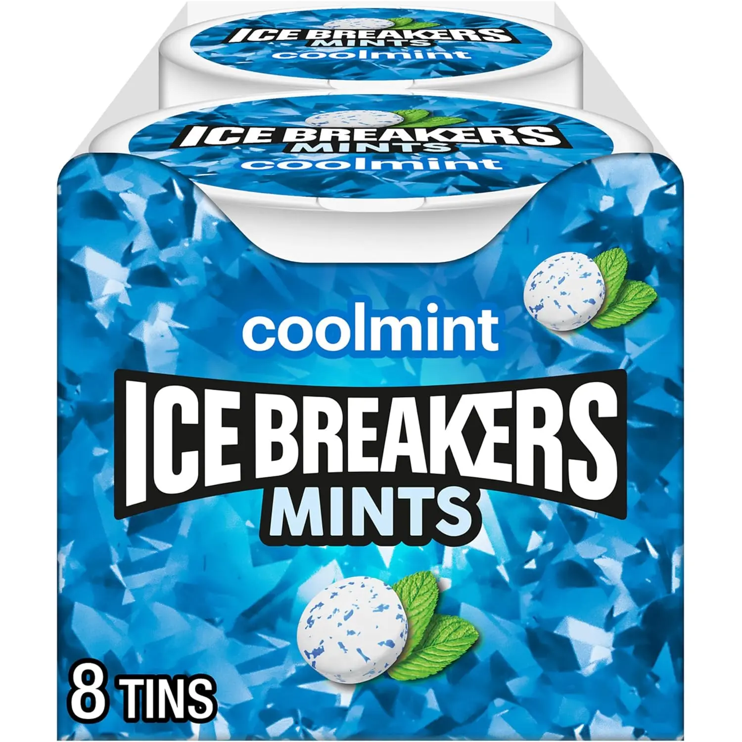ICE BREAKERS Coolmint Mints Tins, Low-Sugar & Sugar-Free, 1.5 oz (8 Count) Snack Candies