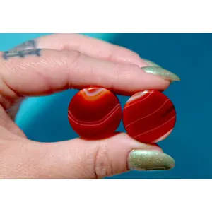 Carnelian Agate Double Flare Plugs - Red and Orange Gauge 3mm-32mm