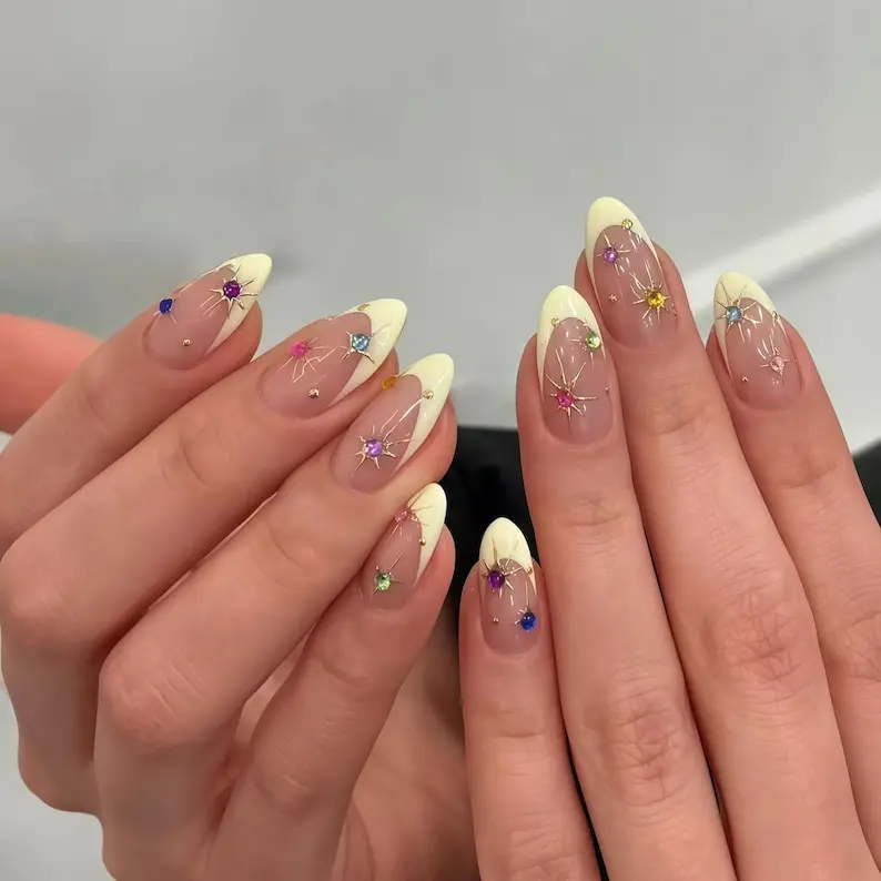 Custom Press on Nails Tropical Flower Green Pink Nails–3D Blooms, Dew Drops, Nature-Inspired Nail Art, Vibrant Summer Manicure with Sparkle