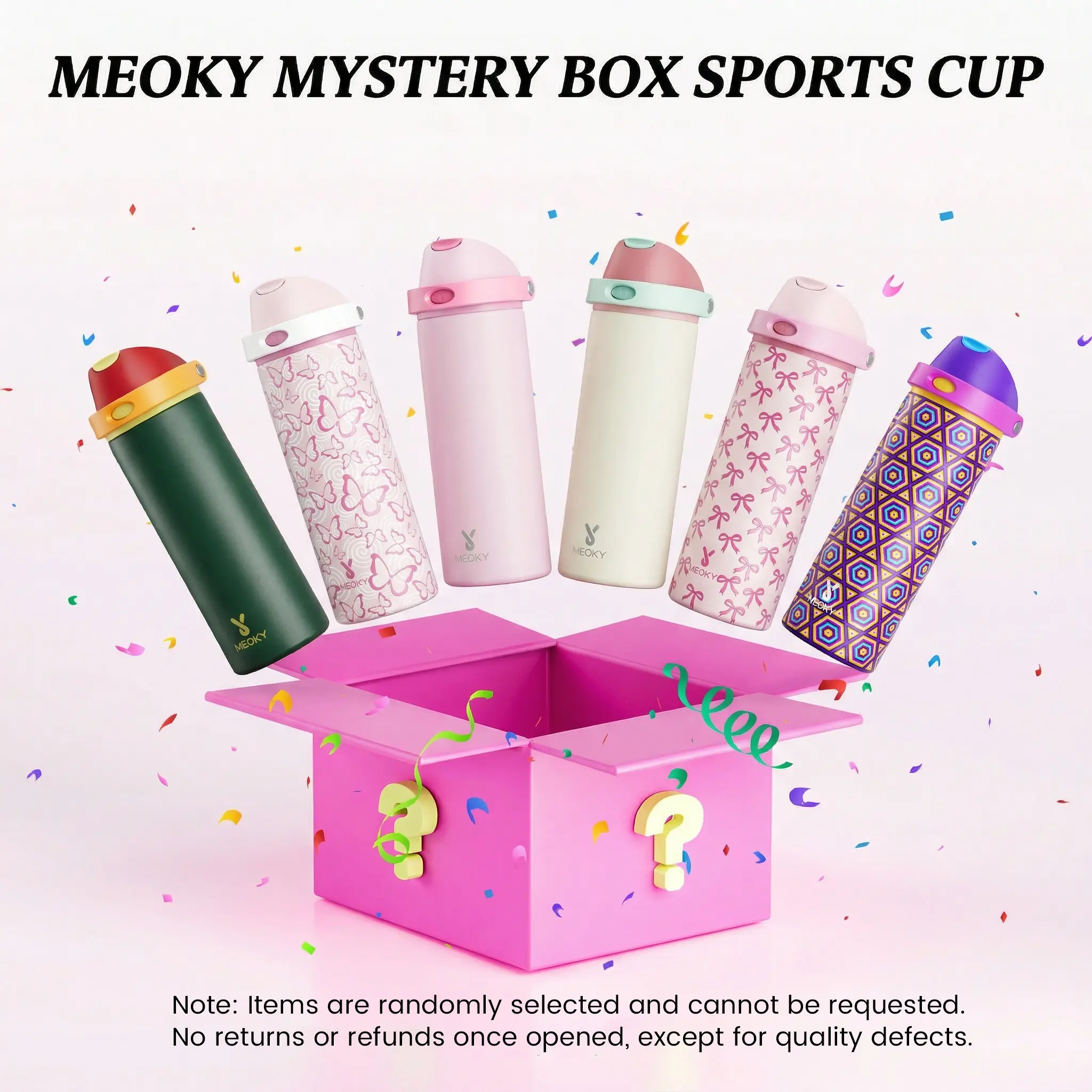 【Meoky Mystery Box Sports Cup】24oz/32oz/40oz Stainless Steel Water Bottle, 2-in-1 Leakproof Lid, 24H Cold Retention, BPA-Free & Anti-slip Silicone Base, Ideal for Sports,Gym,Travel,School .#TikTokShopSummerSale