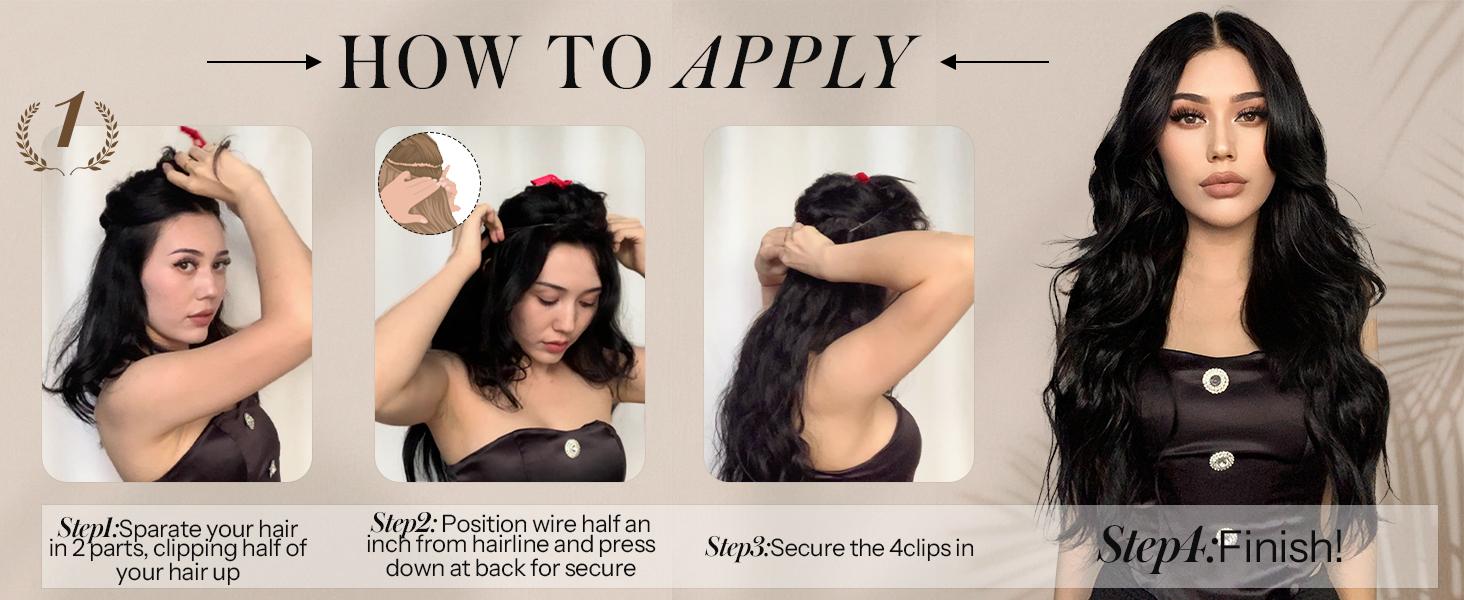 AISI HAIR Invisible Wire Hair Extensions 20 Inch Light Color with Transparent Wire, Secure Clips, Adjustable Size, Long Wavy Hairpiece for Women Blonde Synthetic Wig AISI HAIR Invisible Wire Hair Extensions 20 Inch Light Color with Transparent Wire, Secure Clips, Adjustable Size, Long Wavy Hairpiece for Women Blonde Synthetic Wig