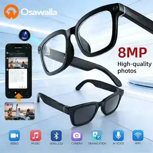 Smart Bluetooth Glasses with Camera, 1080p Video Recording Wearable Glasses, Multifunctional Wireless Audio Glasses with Headphone, Outdoor Sports Camera Sunglasses with Intelligent Voice Assistant, Anti-blue Light Protection Eyeglass