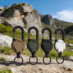 2/4-Pack Heavy Duty Retractable Keychain ,Lightweight keychain， Tactical Carabiner Reel with Steel Cable Lanyard, 8oz Load-Bearing ABS Case 24" Auto-Retract, Durable for Camping Hiking Cycling Outdoor Travel, Practical Gift for Friends Seniors