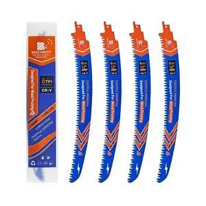 4PCS Japanese Tooth Reciprocating Saw Blades – 12" & 15" Curved Wood Pruning Blades | 6 TPI for Tree Trimming | BRSCHNITT