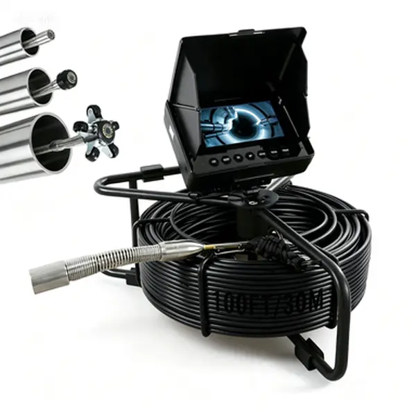 Sewer Camera 100ft ,Drain Pipe Camera Plumbing Snake 8500mAh Battery, 23mm HD, 12LEDs, DVR Recording, 32GB TF Card Included