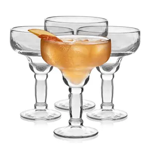 Libbey Yucatan Margarita Glasses Set of 4, 13.5 Oz, Stunning Ripple Bar Glass Set, Cocktail Glassware for Frozen Daiquiri, Slushy Punch, and More