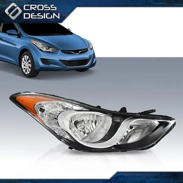 CROSSDESIGN 1pc Durable Halogen Headlight Assembly - 12V Automotive Car Light, Headlight Replacement for 2011-2013 Hyundai Elantra Right Passenger Side, Factory Direct Replacement with Direct Pricing, No Installation Guide Included