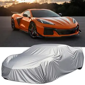 For Chevrolet Chevy Corvette C4 C3 C5 C6 C7 C8 Full Car Cove Coupe Cover, Durable & Breathable 6-Layer Heavy-Duty Waterproof Sun UV Protection Shields Against Rain Dust Snow Scratches Protector Protection Car Cover 4 Seasons For Indoor Outdoor Use, Silver