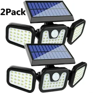 2 Pack Multi Purpose Solar Lights Outdoor Motion Sensor IP65 Waterproof Security Lamp with LED for Wall Fence Pathway Installation