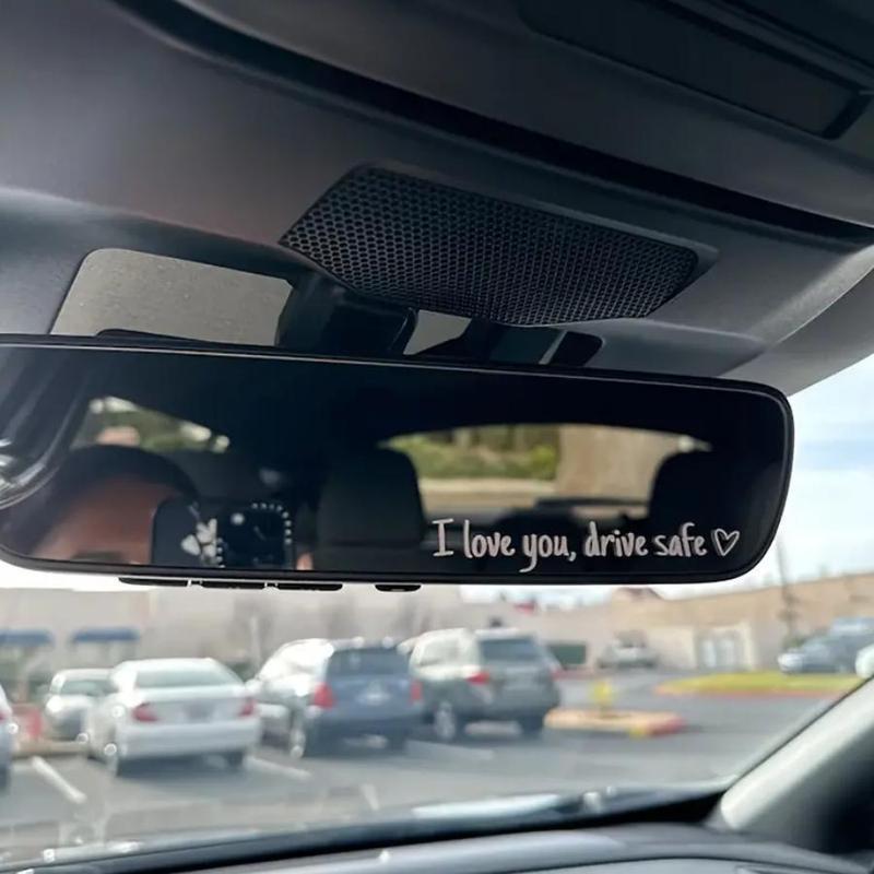 4pcs (black+white) I Love You Drive Safe Car Mirror Sticker, Car Rearview Mirror Decorative Sticker,Car Accessories for Women,Vinyl Decal