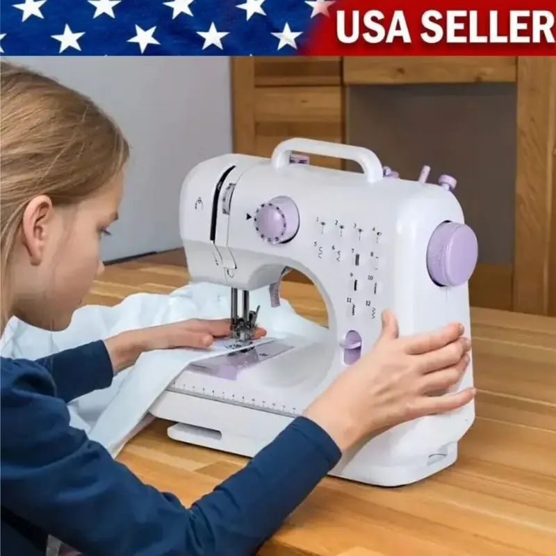 Electric Sewing Machine with 12 Built-In Stitches Portable Crafting & Mending Tool for Home Use Lightweight Easy to Operate Ideal for Beginners and DIY Projects USA Seller