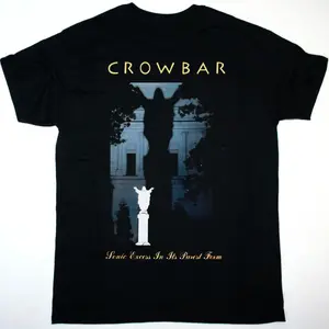 Men's Cotton Graphic Crowbar Iconic Rock Band POD Merch T-Shirt - Crewneck, Short-Sleeved, Casual Streetwear, Tropical Biker Menswear Top