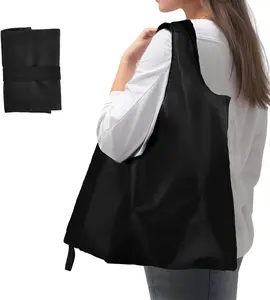 Foldable Shopping Bag, Washable Reusable Grocery with Holder, Nylon Lightweight Tote Bags, for travel, shopping