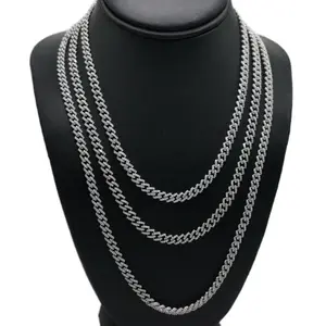 925 Silver Monaco Chain 5.5mm in Various Sizes - Elegant, Shiny fully Jeweled Unisex Chain