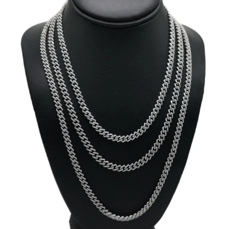 925 Silver Monaco Chain 5.5mm in Various Sizes - Elegant, Shiny fully Jeweled Unisex Chain Necklace Gift Necklace And Chain
