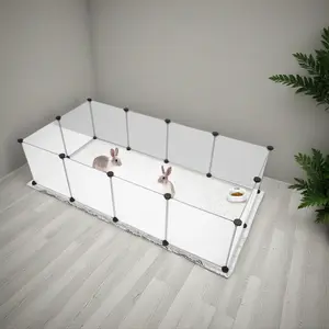 Universal Pet Playpen Portable Indoor Outdoor Puppy Kennel & Small Animal Enclosure Easy Assemble DIY Expandable Fence ABS Connectors PP Plastic Panel Rust-proof Metal Frame