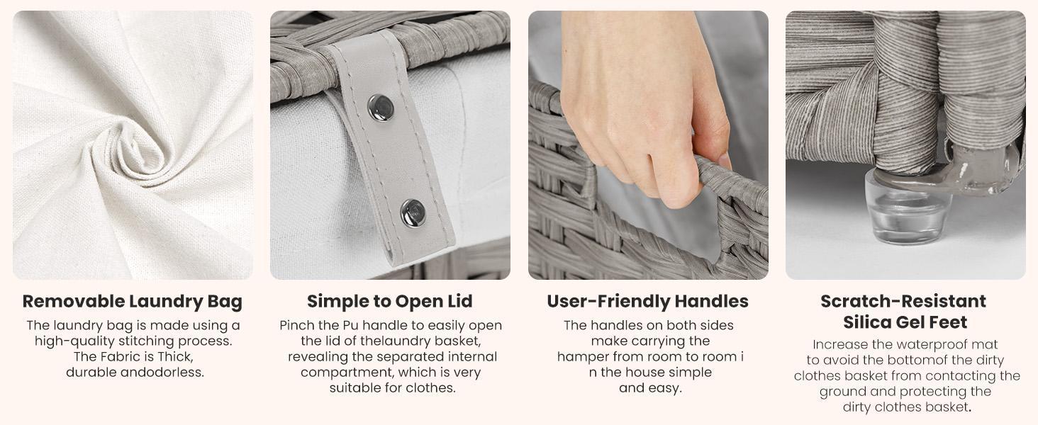 Laundry Hamper-Large Capacity Clothes Basket with Lid, 23.8 Gallon (90L), Foldable Design for Bedroom,Bathroom, and Laundry Room