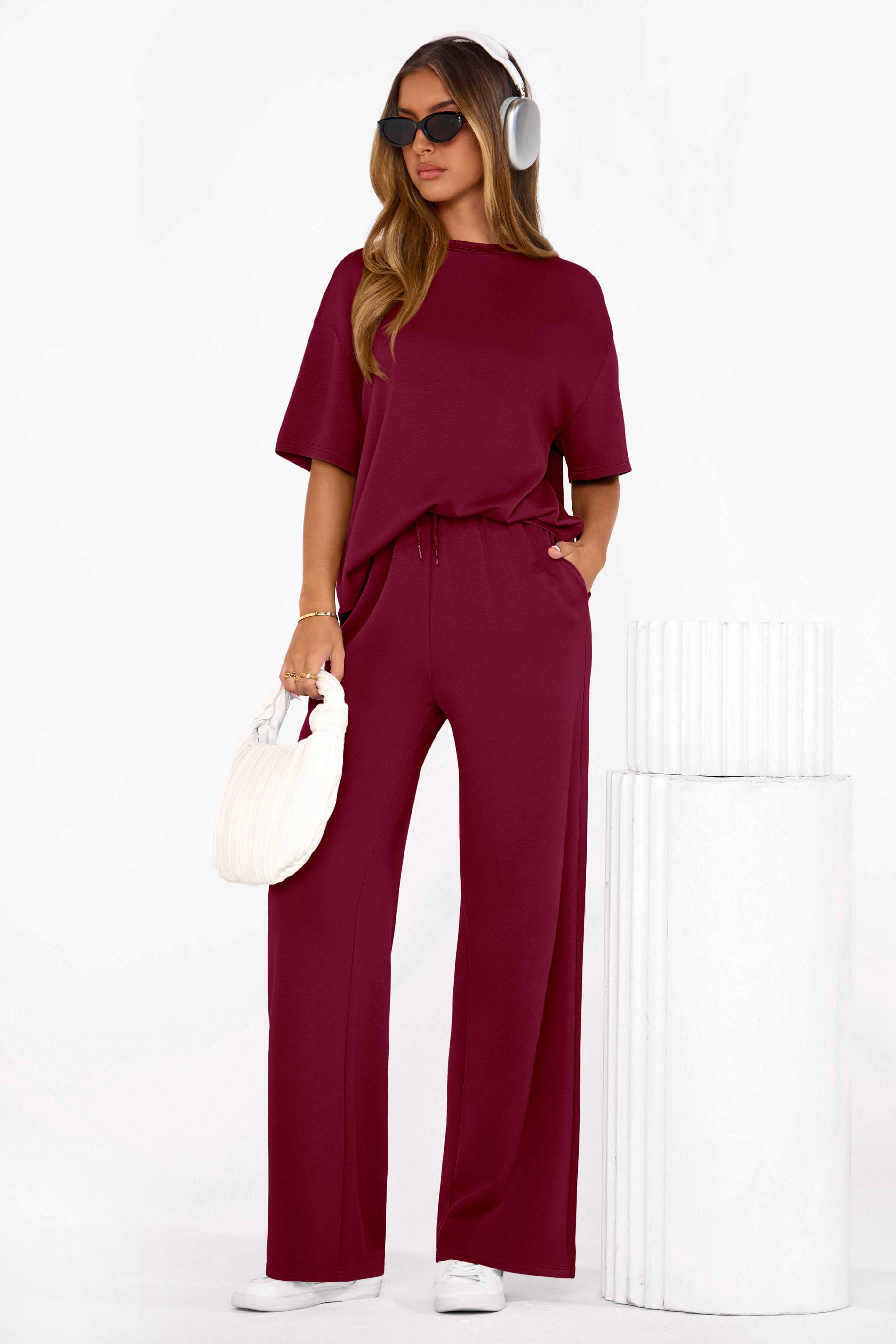 PrettyGarden Women‘s 2-Piece Lounge Sets Summer Short Sleeve Matching Airport Travel Outfits Casual Spring Clothes