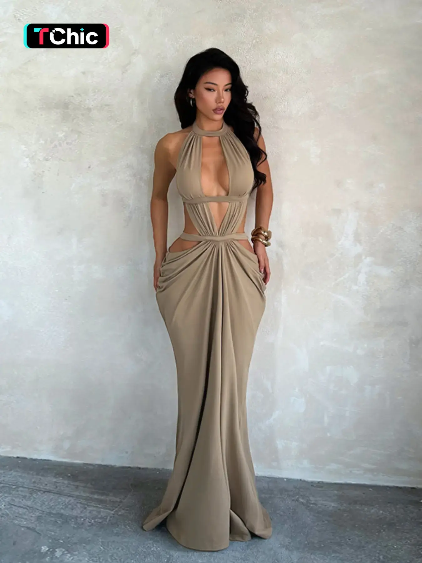 Shimmering Ribbon Vacation Cutout Sleeveless Dress, Elegant Hollow Out Design, Elegance, Perfect for Summer Parties, Formal Wear, Chic and Comfortable Evening Wear