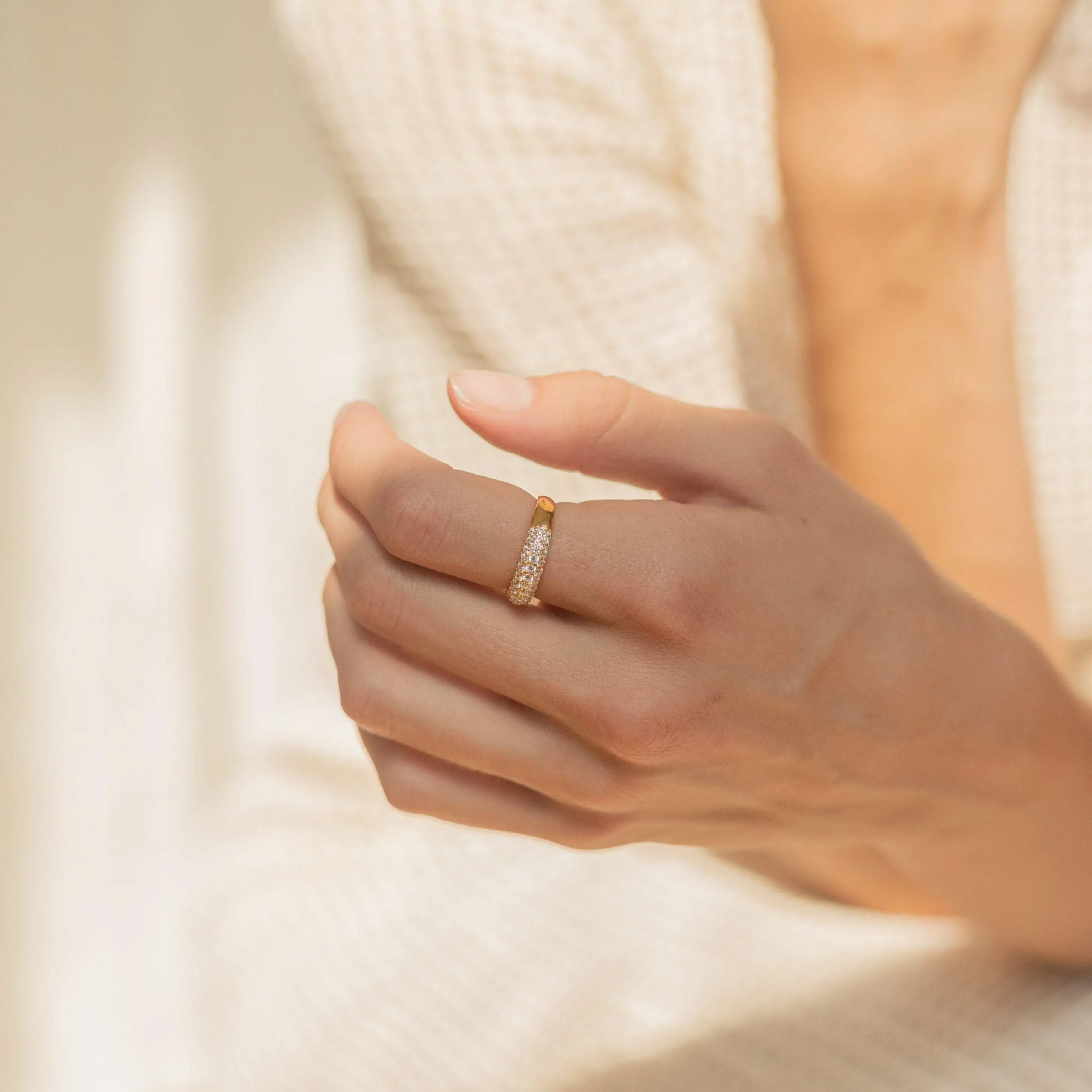 Pave Dome Ring by Caitlyn Minimalist - Chunky Diamond Statement Ring in Gold & Silver - Minimalist Jewelry - Anniversary Gift
