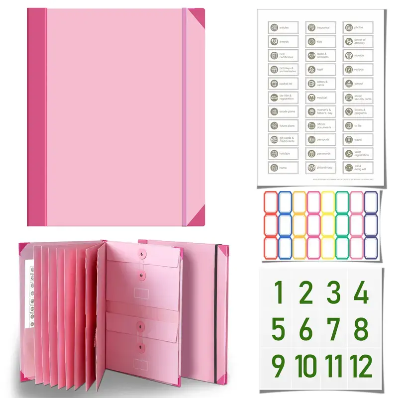 Thin Folio Document Organizer - Life Binder with Compartments, Tags, Labels, Large Envelopes, Expandable Design, Organizes Docs for Family Financial & Medical Records, Estate Planning