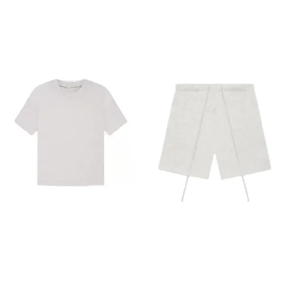 Light Oatmeal Classic Plain 2-Piece Outfit - Soft Breathable Fabric Loose T-Shirt & Versatile Error-Proof Shorts for Individual Style, Bestselling Fashion Pick