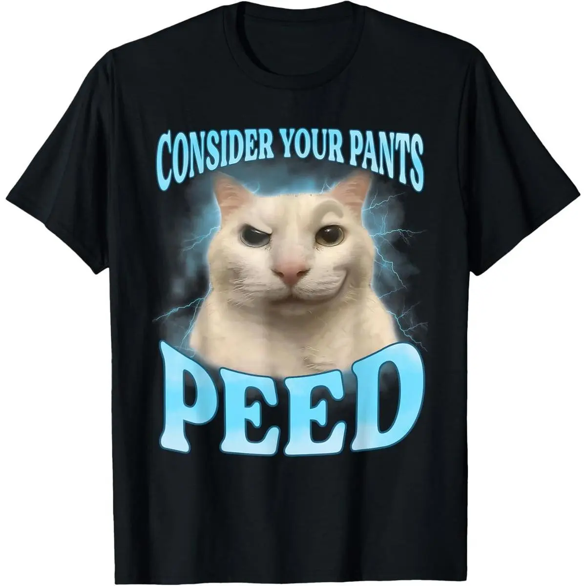 Men's Graphic Print T-Shirt with Funny Chinese New Year Cat Meme, Pure Cotton Short Sleeve Casual Streetwear, Tshirt, Garment, Shortsleeve, Classic, Top, Menswear, Round Neck, Crew Neck, Childrens Day
