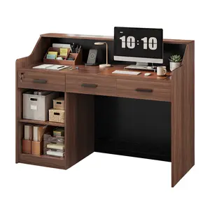 Sikaic Reception Desk with Counter, Front Desk with Drawer and Storage Cabinet, Modern 47 inch Retail Counter with Cable Grommet for Checkout, Beauty Salon, Barber, Home Office