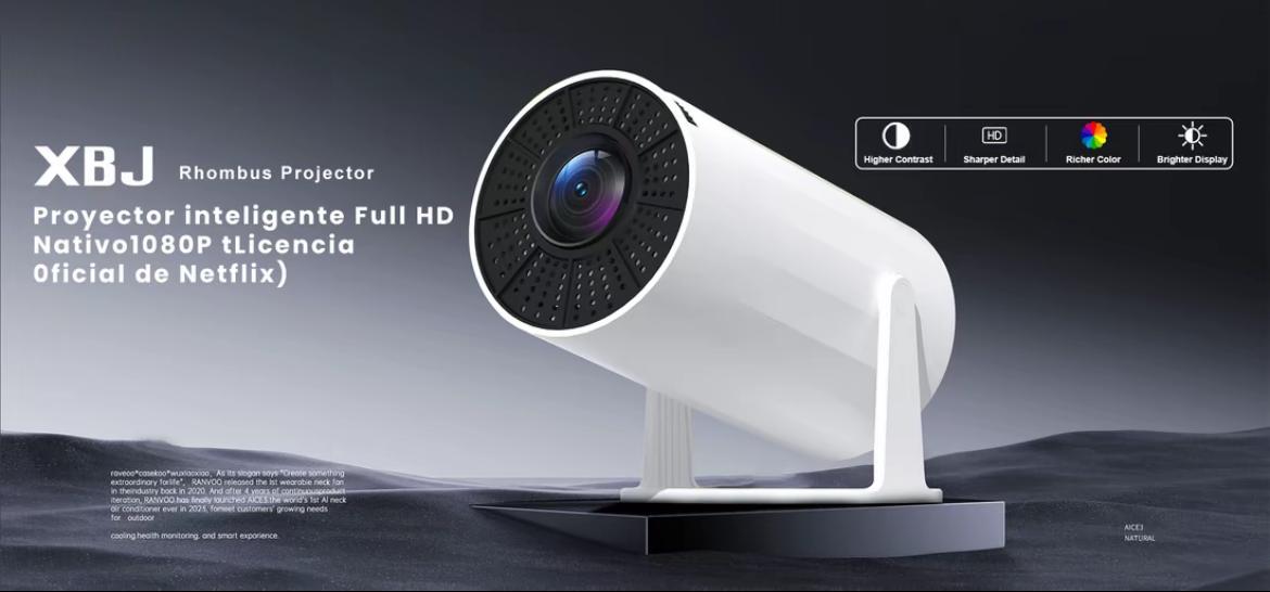 XBJ Mini Smart Projector HY300 720P Resolution Android 11 WiFi BT 5.0 Auto Keystone 130" Screen 180° Flip Audio Home Theater Surround Sound Portable Support