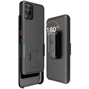 Case with Clip for T-Mobile REVVL 6X Pro 5G (2023) / REVVL 6 Pro 5G (2022), Nakedcellphone Slim Hard Shell Phone Cover with Kickstand and [Rotating/Ratchet] Belt Hip Holster Holder Combo