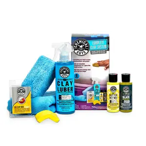 CHEMICAL GUYS Complete Clay System Kit – All-in-One Wash, Clay, Lube & Wax Kit with Clean Slate Strip Wash, OG Clay Bar, Clay Luber, Butter Wet Wax, Microfiber Towel & Applicator for Glass-smooth Paint Prep & Professional Shine