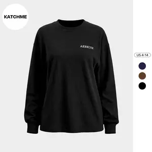 KatchMe Women's Versatile Round Neck Letter Print Long Sleeve Top, Basic Loose Sweatshirt, Comfort Daily Outfit for Lady