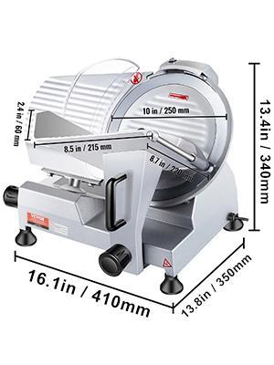 VEVOR 240W Commercial Meat Slicer,  Electric Deli Food Slicer, 10" Carbon Steel Blade Electric Food Slicer, 350-400RPM Meat Slicer, 0 - 0.47 inch Thickness Adjustable for Commercial and Home Use