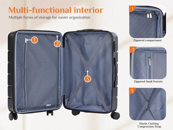 Luggage 20''/24''/28''Luggage, Hard Shell ABS Suitcase with Double Spinner Wheels, Lightweight Expandable Rolling Luggage with TSA Lock