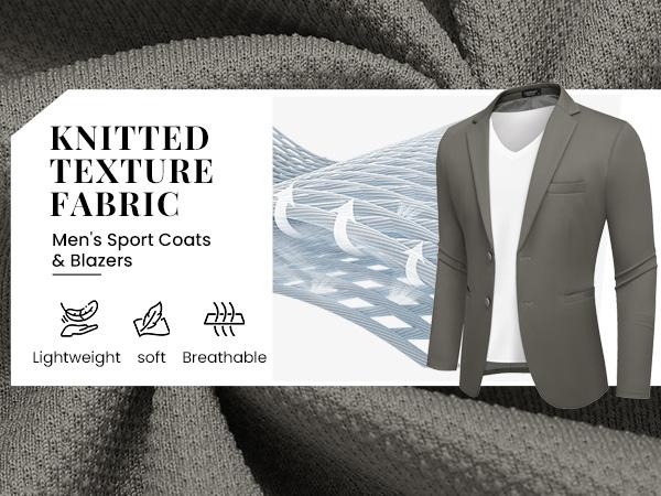 COOFANDY Men's Casual Blazer Slim Fit Suit Jackets Two Button Lightweight Knit Sport Coat Menswear Long Sleeve  Breathable Fashion