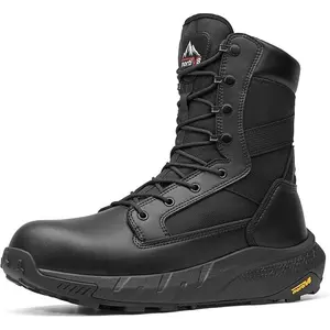 NORTIV 8 Men's 8" Composite Toe Work Boots, Lightweight Side Zipper Safety Military Boots for All-Day Comfort, Peakforce-Nano