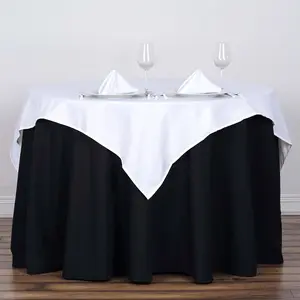 Polyester Square Table Overlay 54"x54" White - Wrinkle-Resistant Table Topper for Classy Weddings & Events