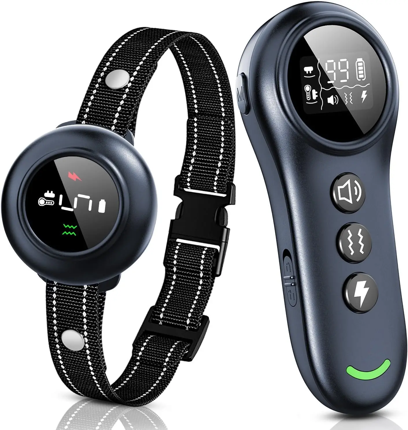 【NewYear2026】2-in-1 Dog Shock Collar & Dog Bark Collar - Smart Anti Barking Dog Training Collar with 5 Adjustable Sensitivity & 3300FT Remote for All Breeds IP67 Waterproof E-Collar