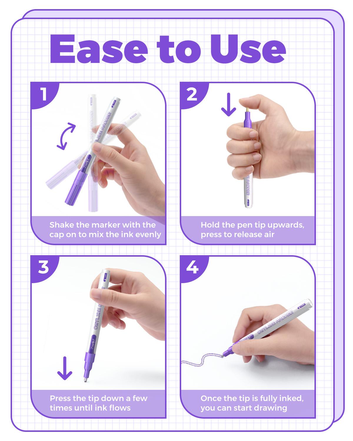 JusArt Outline Sparkle Markers, 12/18 Metallic Shimmer Pens for Adult Coloring, Cool Fun Drawing Supplies for Valentines Day, Easter, Christmas, Halloween JusArt Outline Sparkle Markers, 12/18 Metallic Shimmer Pens for Adult Coloring, Cool Fun Drawing Supplies for Valentines Day, Easter, Christmas, Halloween